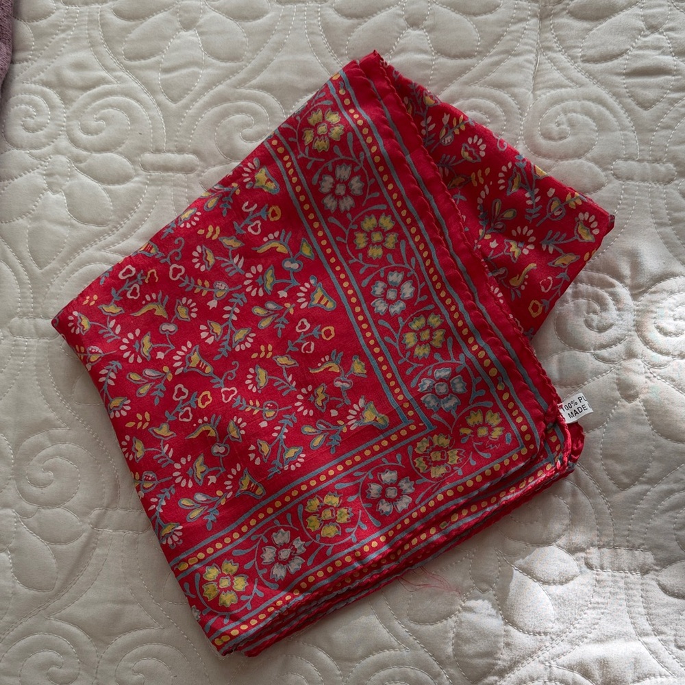 Red Floral Patterned Scarf